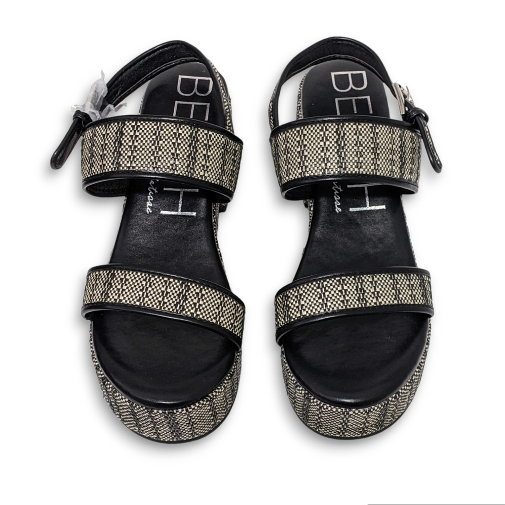 BEACH by Matisse Byron Platform Sandals Size 11 Black Casual Woven Look